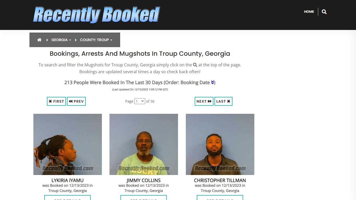 Recent bookings, Arrests, Mugshots in Troup County, Georgia